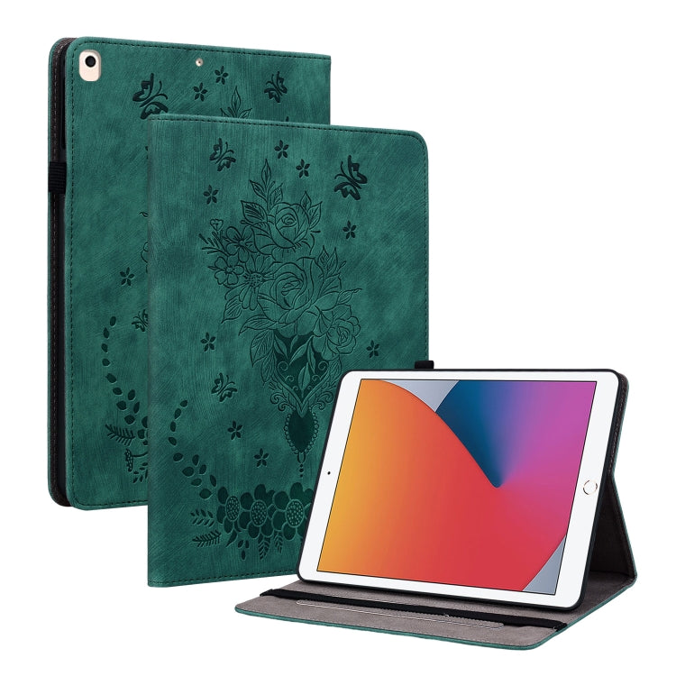 For iPad 9.7 2018 / 2017 / Air / Air 2 Butterfly Rose Embossed Leather Smart Tablet Case(Green) - iPad 9.7 (2018) & (2017) Cases by buy2fix | Online Shopping UK | buy2fix