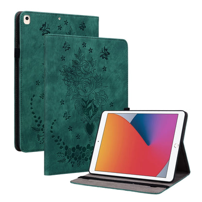 For iPad 9.7 2018 / 2017 / Air / Air 2 Butterfly Rose Embossed Leather Smart Tablet Case(Green) - iPad 9.7 (2018) & (2017) Cases by buy2fix | Online Shopping UK | buy2fix