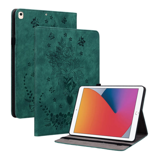 For iPad 9.7 2018 / 2017 / Air / Air 2 Butterfly Rose Embossed Leather Smart Tablet Case(Green) - iPad 9.7 (2018) & (2017) Cases by buy2fix | Online Shopping UK | buy2fix