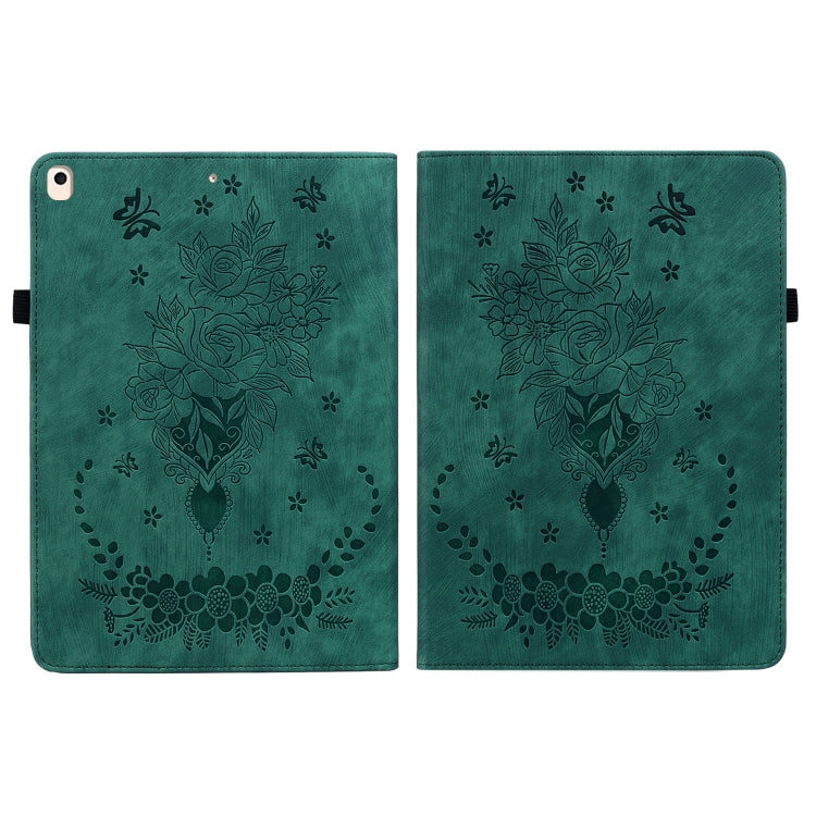For iPad 9.7 2018 / 2017 / Air / Air 2 Butterfly Rose Embossed Leather Smart Tablet Case(Green) - iPad 9.7 (2018) & (2017) Cases by buy2fix | Online Shopping UK | buy2fix