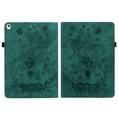 For iPad 9.7 2018 / 2017 / Air / Air 2 Butterfly Rose Embossed Leather Smart Tablet Case(Green) - iPad 9.7 (2018) & (2017) Cases by buy2fix | Online Shopping UK | buy2fix