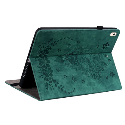 For iPad 9.7 2018 / 2017 / Air / Air 2 Butterfly Rose Embossed Leather Smart Tablet Case(Green) - iPad 9.7 (2018) & (2017) Cases by buy2fix | Online Shopping UK | buy2fix