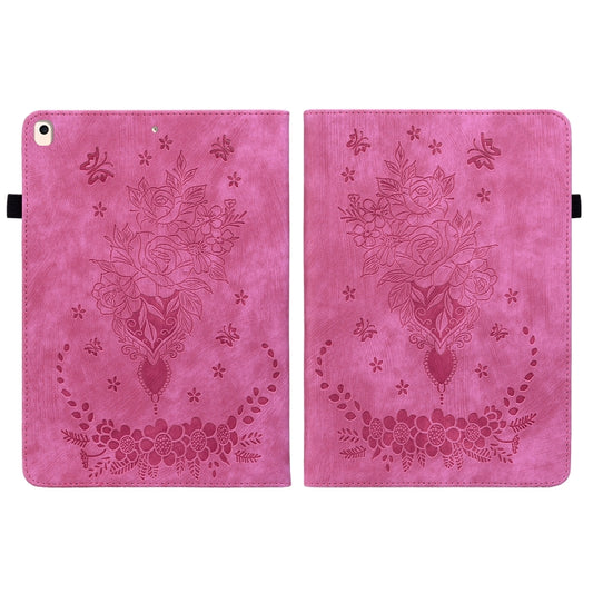 For iPad 10.2 2021 / Air 10.5 2019 Butterfly Rose Embossed Leather Smart Tablet Case(Rose Red) - iPad 10.2 Cases by buy2fix | Online Shopping UK | buy2fix