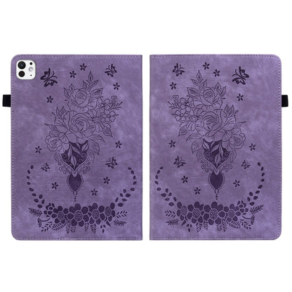 For iPad Pro 11 2025 / 2024 Butterfly Rose Embossed Leather Smart Tablet Case(Purple) by buy2fix