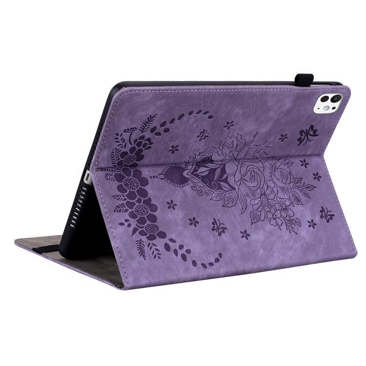 For iPad Pro 11 2025 / 2024 Butterfly Rose Embossed Leather Smart Tablet Case(Purple) by buy2fix