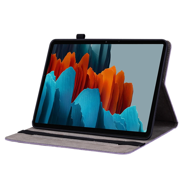 For Samsung Galaxy Tab S7 / S8 Butterfly Rose Embossed Leather Tablet Case(Purple) by buy2fix