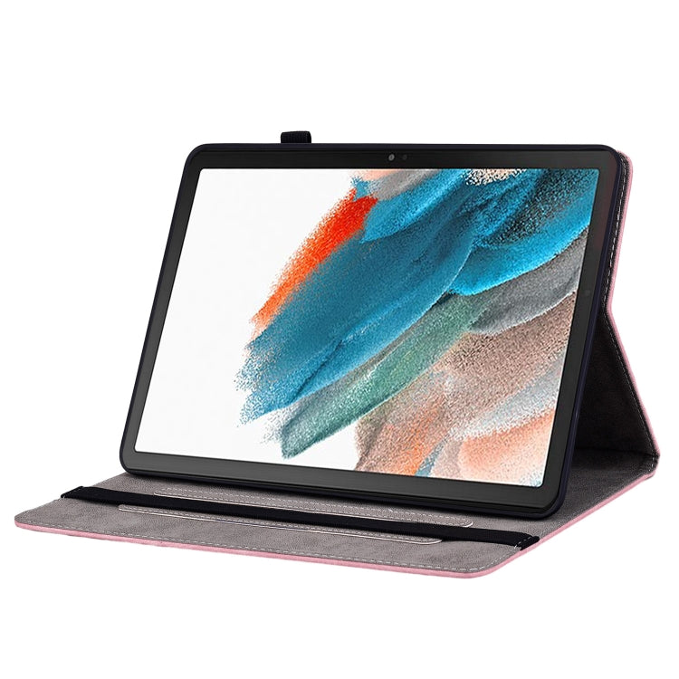 For Samsung Galaxy Tab А9+ Butterfly Rose Embossed Leather Tablet Case(Pink) by buy2fix