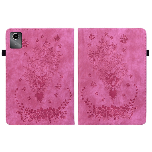 For Lenovo Tab M11/Xiaoxin Pad 11 2024 Butterfly Rose Embossed Leather Tablet Case(Rose Red) by buy2fix