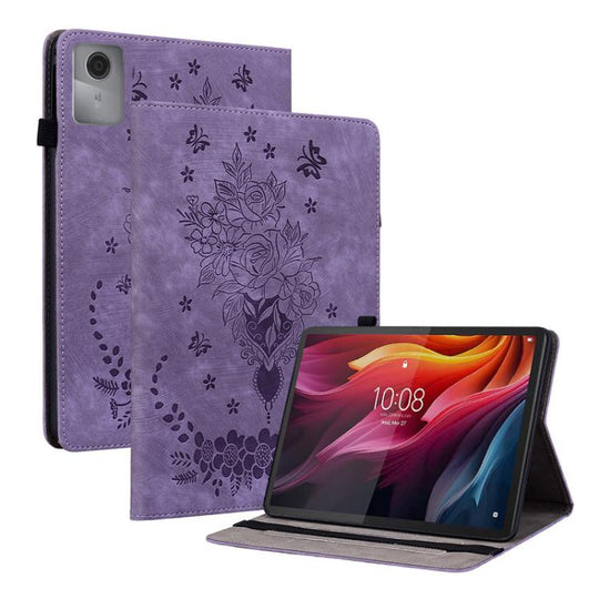 For Lenovo Idea Tab 11 / Xiaoxin Pad 2025 Butterfly Rose Embossed Leather Tablet Case(Purple)