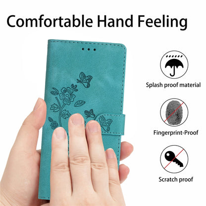 For iPhone 16 Pro Max Flower Butterfly Embossing Pattern Leather Phone Case(Sky Blue) - iPhone 16 Pro Max Cases by buy2fix | Online Shopping UK | buy2fix