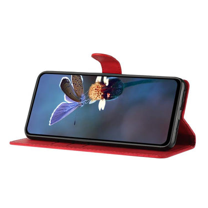 For iPhone 16e Flower Butterfly Embossing Pattern Leather Phone Case(Red) - iPhone 16e Cases by buy2fix | Online Shopping UK | buy2fix