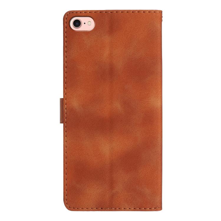 For iPhone 16e Flower Butterfly Embossing Pattern Leather Phone Case(Brown) - iPhone 16e Cases by buy2fix | Online Shopping UK | buy2fix