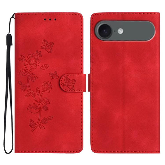 For iPhone Air Flower Butterfly Embossing Pattern Leather Phone Case(Red) - iPhone Air Cases by buy2fix | Online Shopping UK | buy2fix