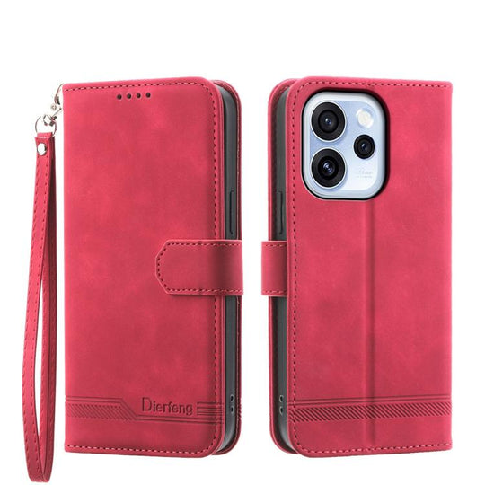 For OPPO Reno15 F 5G Dierfeng Dream Line TPU Hybrid PU Leather Phone Case(Red)