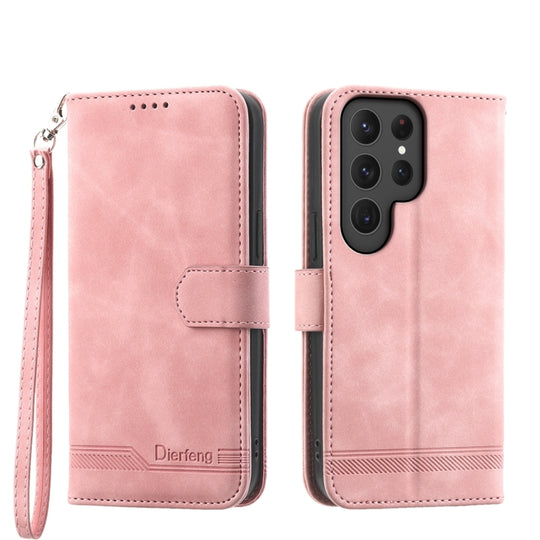 For Samsung Galaxy S24 Ultra 5G Dierfeng Dream Line TPU + PU Leather Phone Case(Pink)