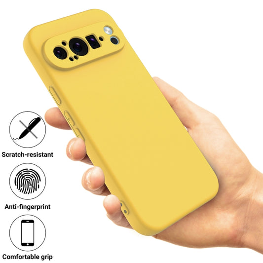 For Google Pixel 9 Pro XL Pure Color Liquid Silicone Shockproof Phone Case(Yellow) by buy2fix