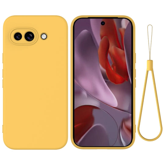 For Google Pixel 9a Solid Color Liquid Silicone Dropproof Full Coverage Phone Case(Yellow)