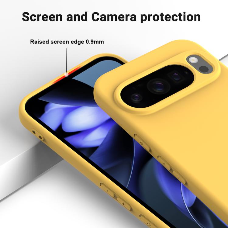 For Google Pixel 10 Pro Pure Color Liquid Silicone Shockproof Phone Case(Yellow) - Google Cases by buy2fix | Online Shopping UK | buy2fix
