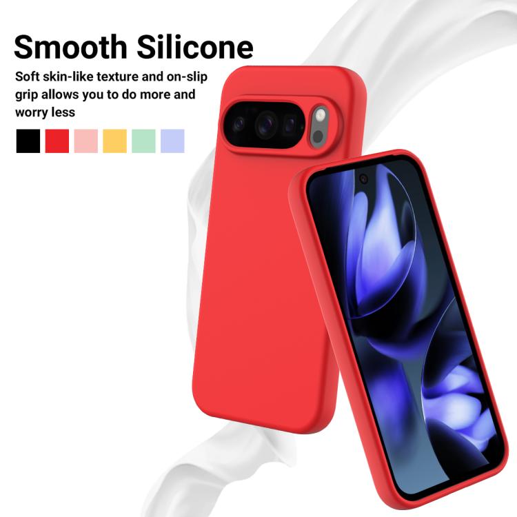 For Google Pixel 10 Pro Pure Color Liquid Silicone Shockproof Phone Case(Red) - Google Cases by buy2fix | Online Shopping UK | buy2fix