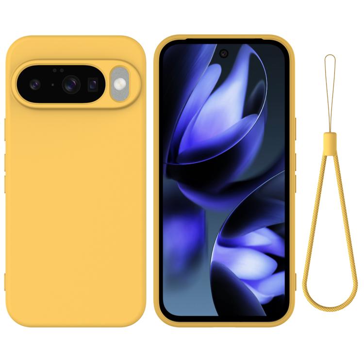 For Google Pixel 10 Pure Color Liquid Silicone Shockproof Phone Case(Yellow) - Google Cases by buy2fix | Online Shopping UK | buy2fix