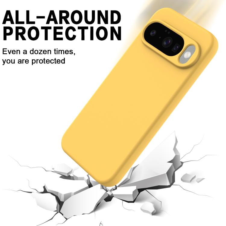 For Google Pixel 10 Pure Color Liquid Silicone Shockproof Phone Case(Yellow) - Google Cases by buy2fix | Online Shopping UK | buy2fix