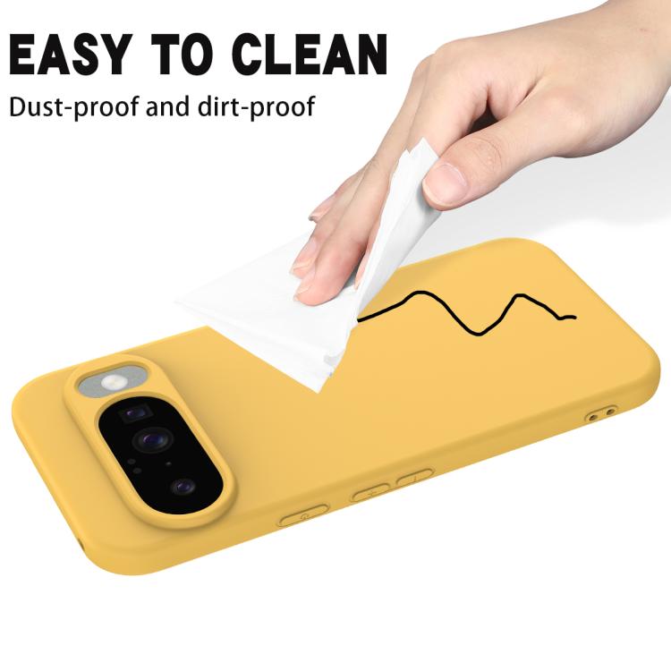 For Google Pixel 10 Pure Color Liquid Silicone Shockproof Phone Case(Yellow) - Google Cases by buy2fix | Online Shopping UK | buy2fix