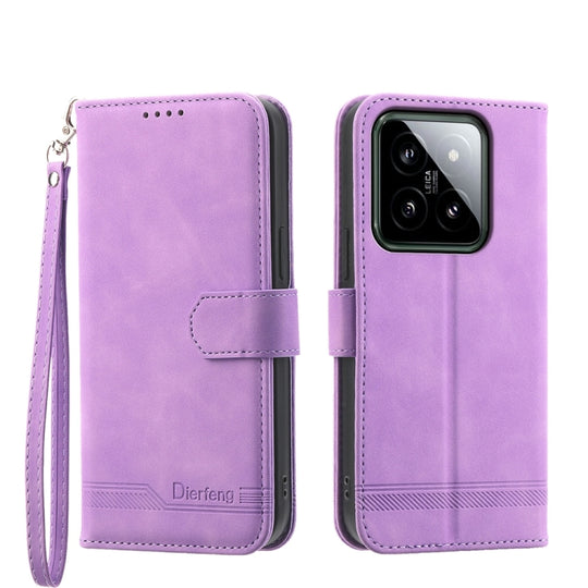 For Xiaomi 14 Dierfeng Dream Line TPU + PU Leather Phone Case(Purple)