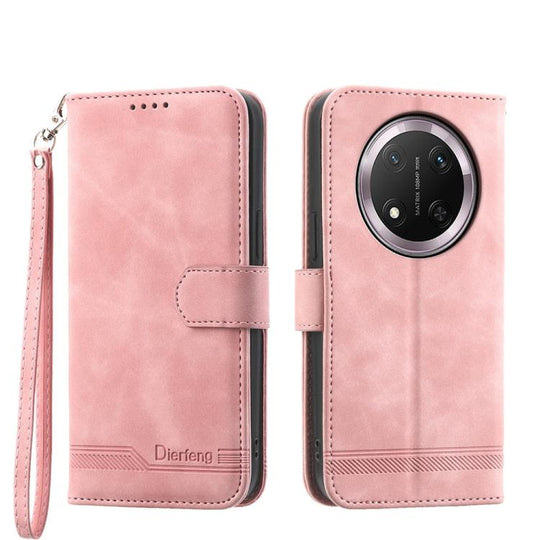 For Honor X9c Global / Magic7 Lite Dierfeng Dream Line TPU Hybrid PU Leather Phone Case(Pink)