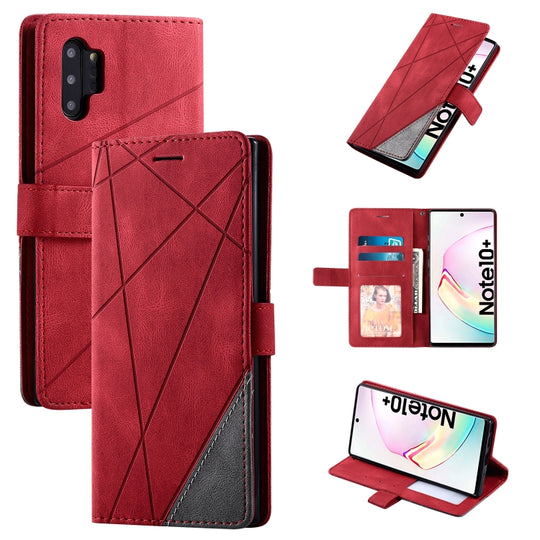 For Samsung Galaxy Note 10 Pro Skin Feel Splicing Horizontal Flip Leather Case with Holder & Card Slots & Wallet & Photo Frame(Red)