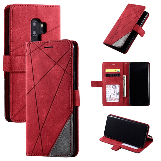 For Samsung Galaxy S9 Plus Skin Feel Splicing Horizontal Flip Leather Case with Holder & Card Slots & Wallet & Photo Frame(Red)