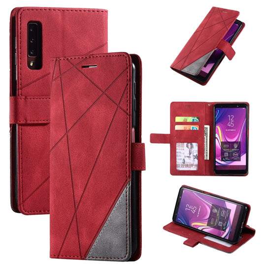 For Samsung Galaxy A7(2018) Skin Feel Splicing Horizontal Flip Leather Case with Holder & Card Slots & Wallet & Photo Frame(Red)