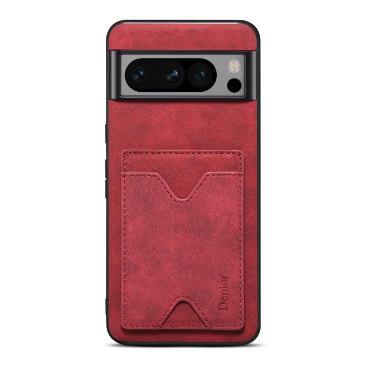 For Google Pixel 8 Denior PU Back Cover Card Slot Holder Phone Case(Red) - Google Cases by Denior | Online Shopping UK | buy2fix