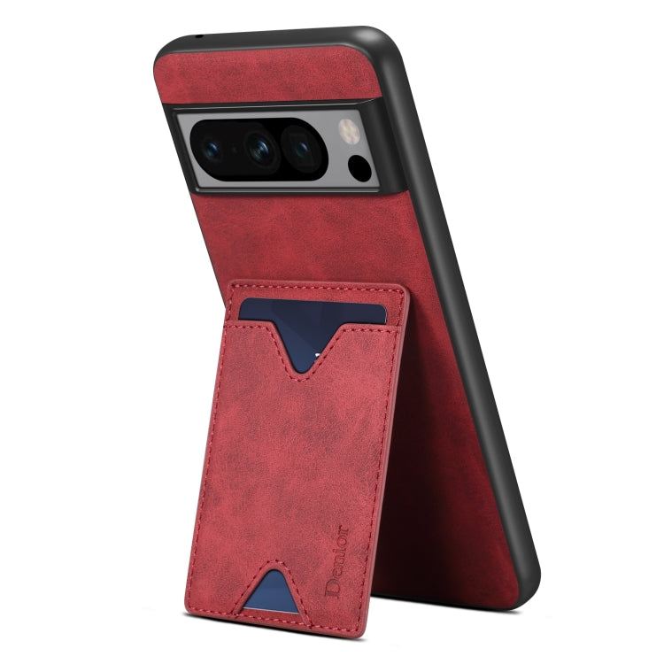 For Google Pixel 8 Denior PU Back Cover Card Slot Holder Phone Case(Red) - Google Cases by Denior | Online Shopping UK | buy2fix