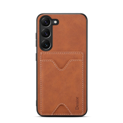 For Samsung Galaxy S24 5G Denior PU Back Cover Card Slot Holder Phone Case(Brown) - Galaxy S24 5G Cases by Denior | Online Shopping UK | buy2fix