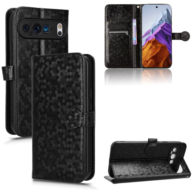 For Google Pixel 9 Pro Honeycomb Dot Texture Leather Phone Case(Black) by buy2fix