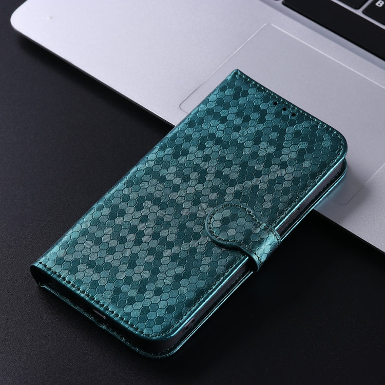 For Google Pixel 9 Pro XL Honeycomb Dot Texture Leather Phone Case(Green) - Google Cases by buy2fix | Online Shopping UK | buy2fix