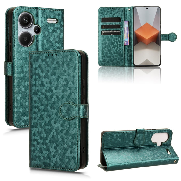 For Xiaomi Redmi Note 13 Pro+ 5G Honeycomb Dot Texture Leather Phone Case(Green) - Note 13 Pro+ Cases by buy2fix | Online Shopping UK | buy2fix