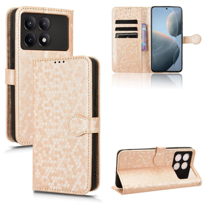 For Xiaomi Redmi K70 5G / K70 Pro 5G Honeycomb Dot Texture Leather Phone Case(Gold) - K70 Pro Cases by buy2fix | Online Shopping UK | buy2fix