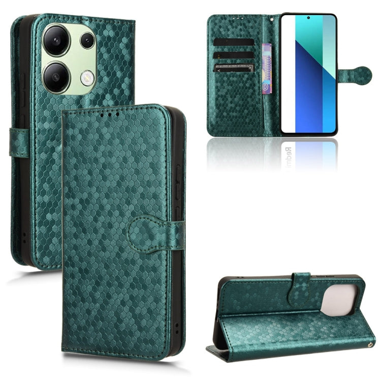 For Xiaomi Redmi Note 13 4G Honeycomb Dot Texture Leather Phone Case(Green) - Note 13 Cases by buy2fix | Online Shopping UK | buy2fix