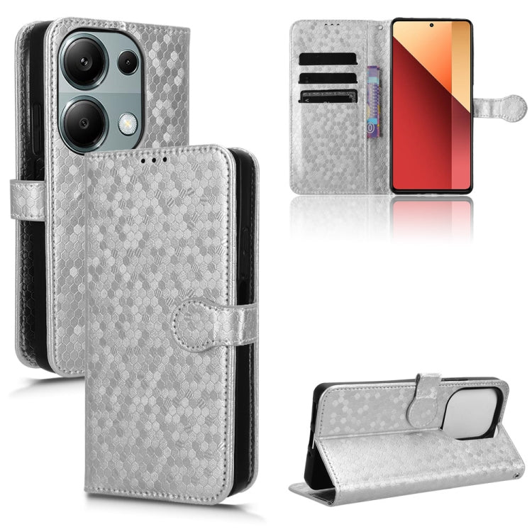 For Xiaomi Redmi Note 13 Pro 4G Global Honeycomb Dot Texture Leather Phone Case(Silver) - Note 13 Pro Cases by buy2fix | Online Shopping UK | buy2fix