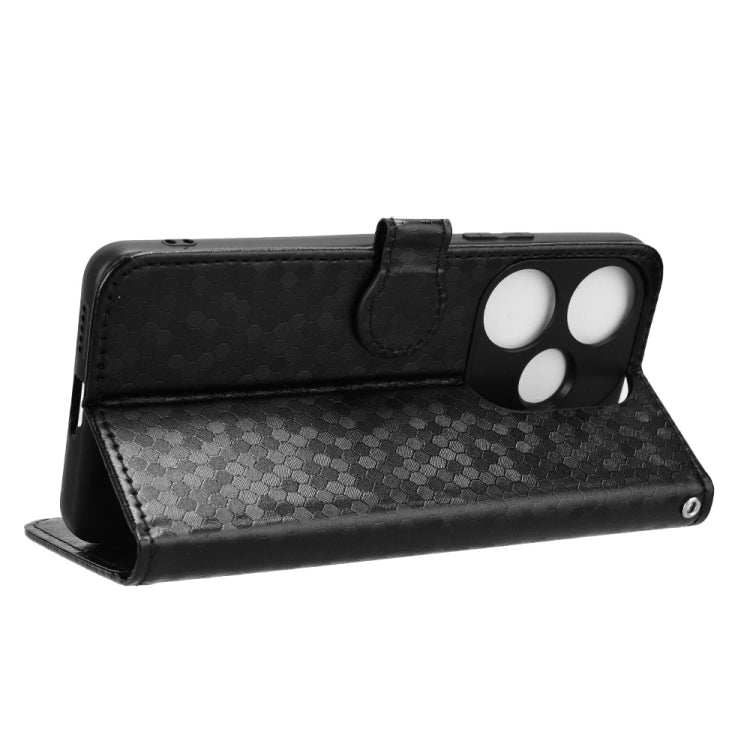 For Xiaomi Poco F6 /Redmi Turbo 3 Honeycomb Dot Texture Leather Phone Case(Black) - Xiaomi Cases by buy2fix | Online Shopping UK | buy2fix