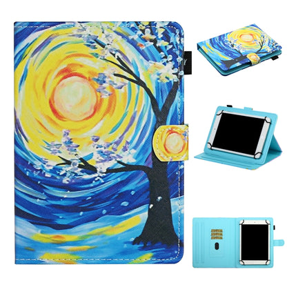 For 7 inch Universal Tablet PC Colored Drawing Pattern Horizontal Flip Leather Case with Holder & Card Slots(Starry Sky Tree) - 7 inch by buy2fix | Online Shopping UK | buy2fix