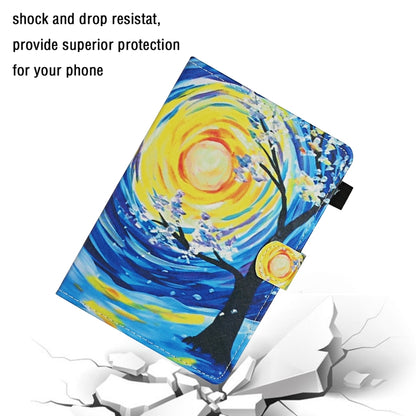 For 8 inch Universal Tablet PC Colored Drawing Pattern Horizontal Flip Leather Case with Holder & Card Slots(Starry Sky Tree) - 8 inch by buy2fix | Online Shopping UK | buy2fix