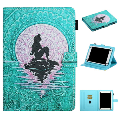 For 8 inch Universal Tablet PC Colored Drawing Pattern Horizontal Flip Leather Case with Holder & Card Slots(Mermaid) - 8 inch by buy2fix | Online Shopping UK | buy2fix