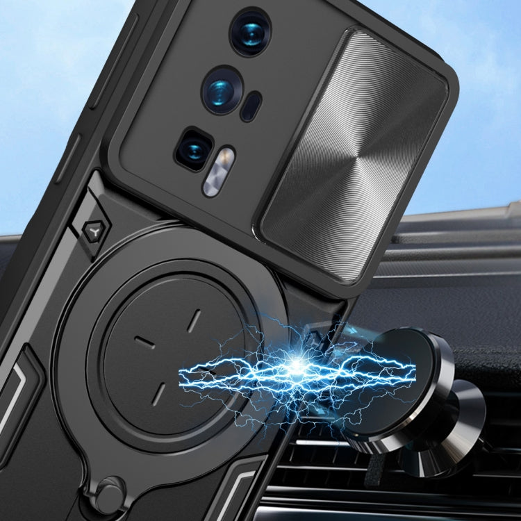 For Xiaomi Poco F5 Pro/Redmi K60 CD Texture Sliding Camshield Magnetic Holder Phone Case(Silver) by buy2fix