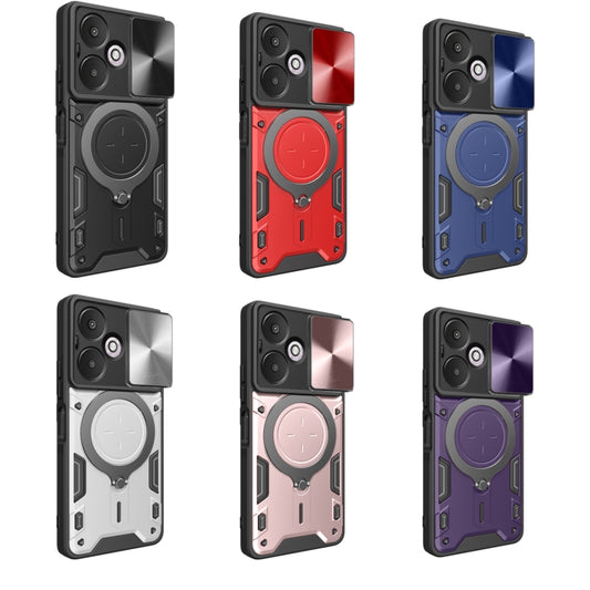 For Xiaomi Redmi 13C 5G Global CD Texture Sliding Camshield Magnetic Holder Phone Case(Purple) by buy2fix