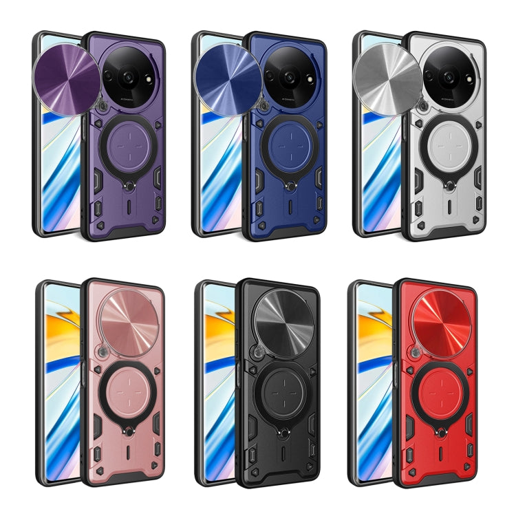 For Xiaomi Redmi A3 CD Texture Sliding Camshield Magnetic Holder Phone Case(Blue) - Xiaomi Cases by buy2fix | Online Shopping UK | buy2fix