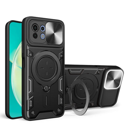 For Xiaomi Mi 11 Lite 4G / 5G CD Texture Sliding Camshield Magnetic Holder Phone Case(Black) - Xiaomi Cases by buy2fix | Online Shopping UK | buy2fix