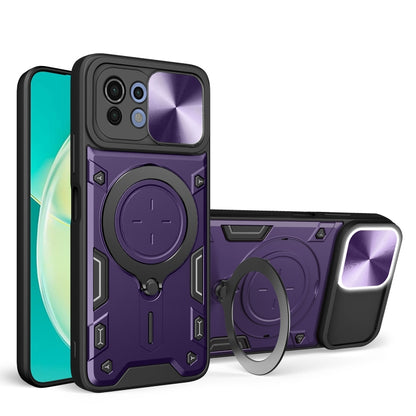 For Xiaomi Mi 11 Lite 4G / 5G CD Texture Sliding Camshield Magnetic Holder Phone Case(Purple) - Xiaomi Cases by buy2fix | Online Shopping UK | buy2fix