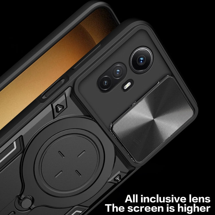 For Xiaomi Redmi Note 12S 4G CD Texture Sliding Camshield Magnetic Holder Phone Case(Black) by buy2fix